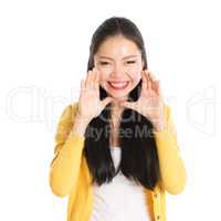 Asian girl shouting