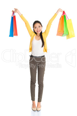 Asian female with shopping bags