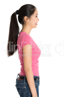 Profile view of young Asian girl