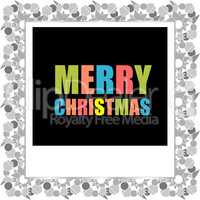 Merry Christmas lettering Greeting Card. Photo Frame