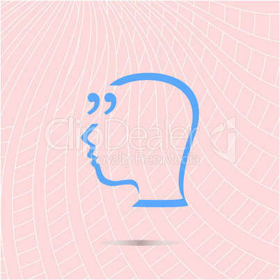 Quotation mark speech bubble. quote sign icon. people head. education concept