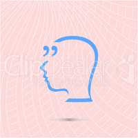 Quotation mark speech bubble. quote sign icon. people head. education concept