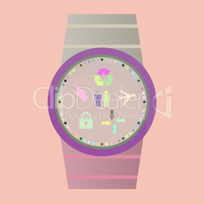 Smart watch with flat icons