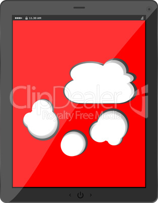 Cloud-computing connection on the digital tablet pc. Conceptual image. Isolated on white.