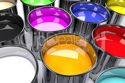 Close up of color can, 3d rendering