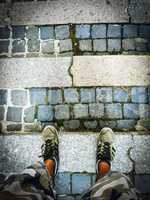 walk on cobblestone