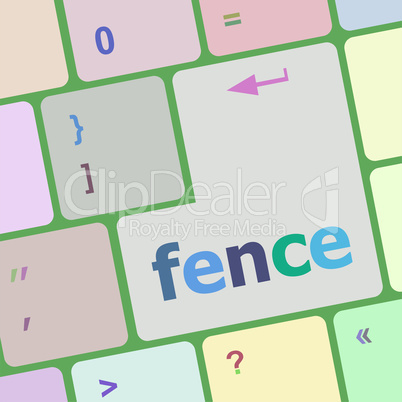 vector fence word on computer pc keyboard key