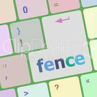 vector fence word on computer pc keyboard key
