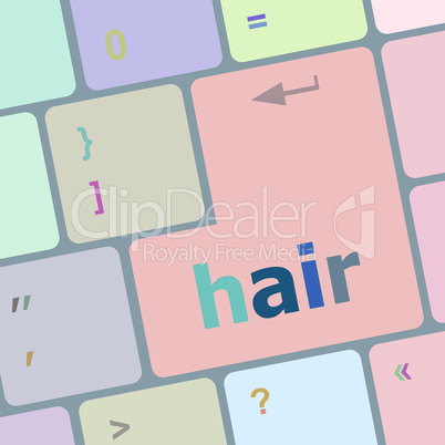 hair word on computer pc keyboard key