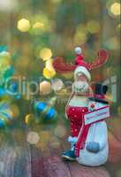Beautiful Christmas background with New Year's toys and colorful