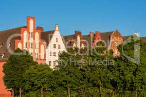 Blick auf historische Gebäude in Rostock