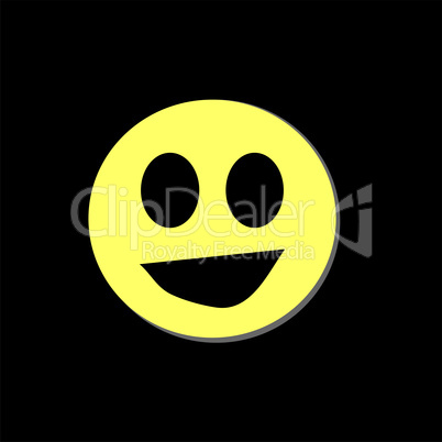 Modern yellow laughing happy smile. Happy emoticon. Isolated on black background
