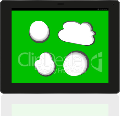speech bubble on black tablet pc social, network concept
