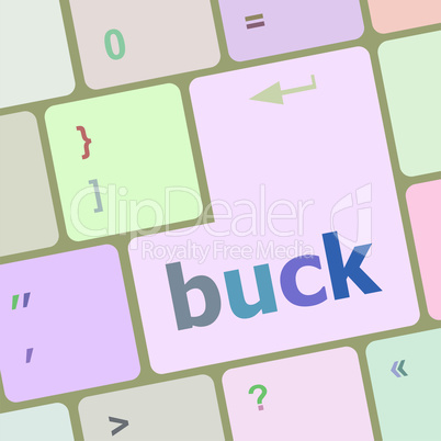 button with buck word on computer keyboard keys