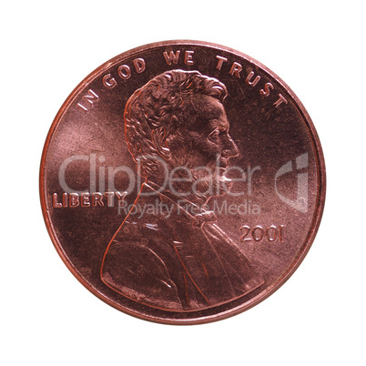 Dollar (USD) coin, currency of United States (USA) isolated over