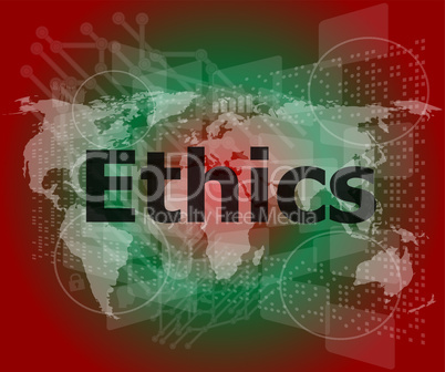 ethics word on digital touch screen