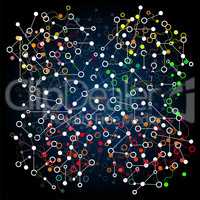 Abstract background with DNA strand, atom, molecule structure. genetic and chemical compounds