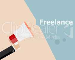 flat design business concept. Freelance. Digital marketing business man holding megaphone for website and promotion banners.