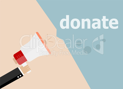 Donate. Hand holding a megaphone. flat style