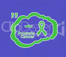 Prostate cancer ribbon awareness on light blue background. ribbon with mustache. Graves Disease.