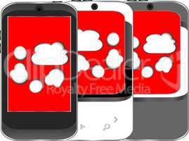 Smart phone set with cloud computing symbol on a screen