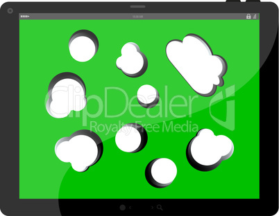 speech bubble on black tablet pc social, network concept