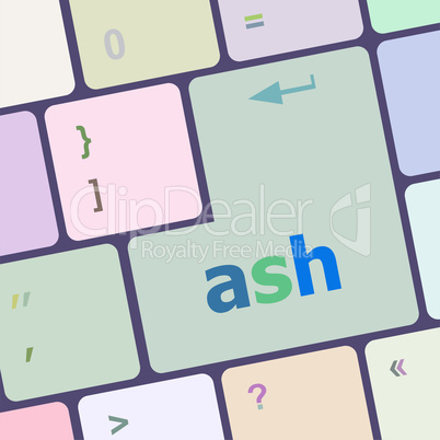 ash word on keyboard key, notebook computer
