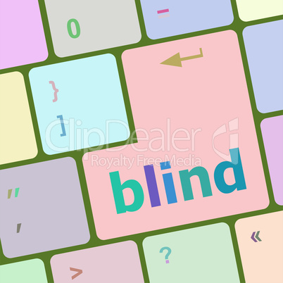 Modern keyboard key with words blind