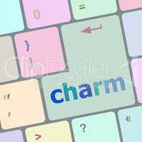 charm word on keyboard key, notebook computer button