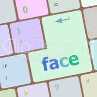 face word on keyboard key, notebook computer button