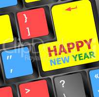 Computer Keyboard with Happy New Year Key