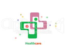 Medical Cross Logo Pharmacy natural eco Clinic design template. Medicine Health care Logotype. Ecology Green Healthcare icon.