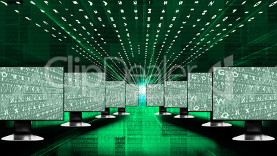 Computer screens with background, 3d illustration