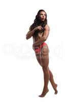 Photo of female bodybuilder posing topless