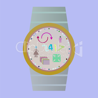 Smart watch with flat icons