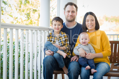 Young Mixed Race Chinese and Caucasian Family Portrait