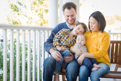 Young Mixed Race Chinese and Caucasian Family Portrait