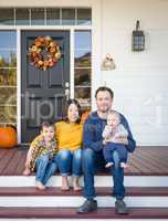 Young Mixed Race Chinese and Caucasian Family Portrait