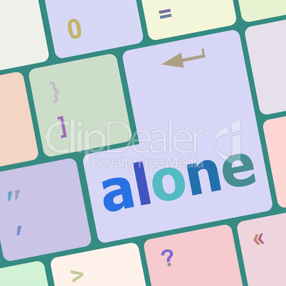 alone words concept with key on keyboard