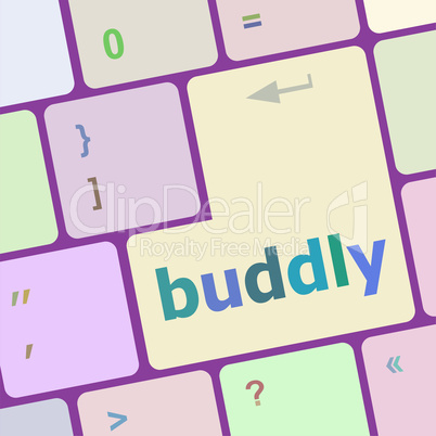 Computer keyboard with buddly key. business concept