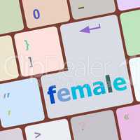 female word on keyboard key, notebook computer button