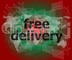 free delivery word on a virtual digital background