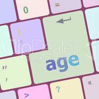 age keyboard key button showing forever young concept