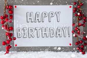 Label, Snowflakes, Christmas Decoration, Text Happy Birthday