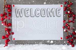 Label, Snowflakes, Christmas Decoration, Text Welcome