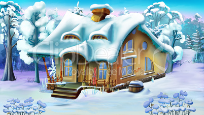 Fairy Tale House on the Edge of a Snowy Forest