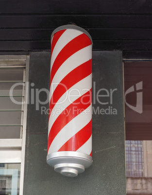 Red and white barber sign