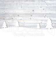 Helle Holzbretter und weiße Weihnachts-Landschaft