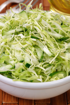 Salad with cucumber coleslaw