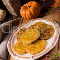 Potato pancakes with pumpkin puree